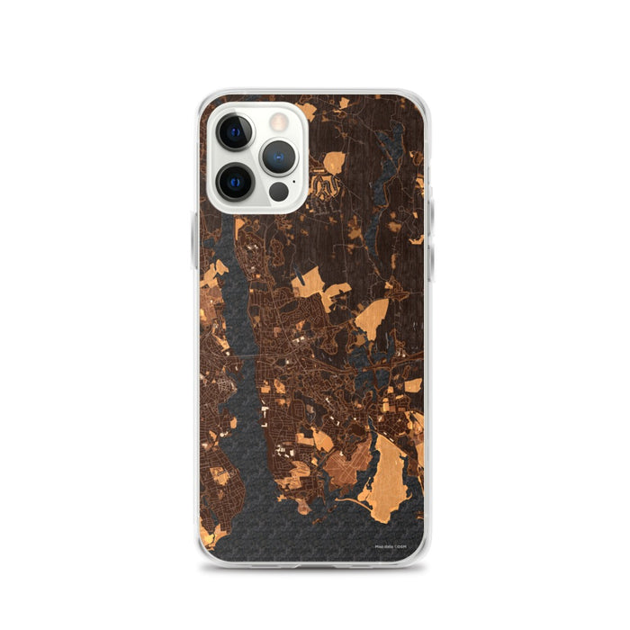 Custom iPhone 12 Pro Groton Connecticut Map Phone Case in Ember