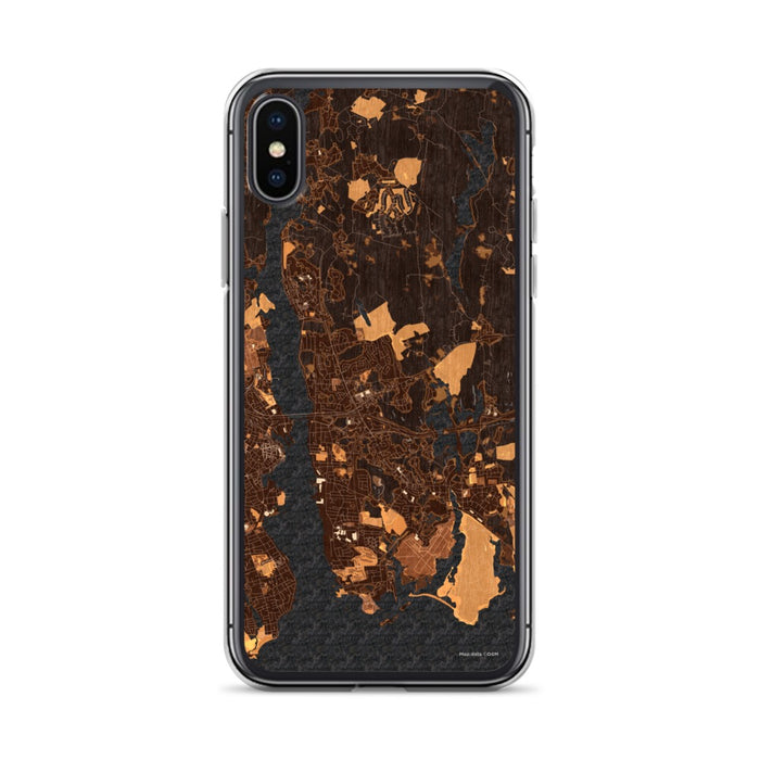 Custom iPhone X/XS Groton Connecticut Map Phone Case in Ember
