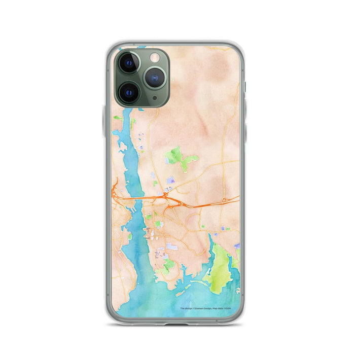 Custom iPhone 11 Pro Groton Connecticut Map Phone Case in Watercolor