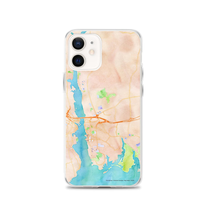 Custom iPhone 12 Groton Connecticut Map Phone Case in Watercolor