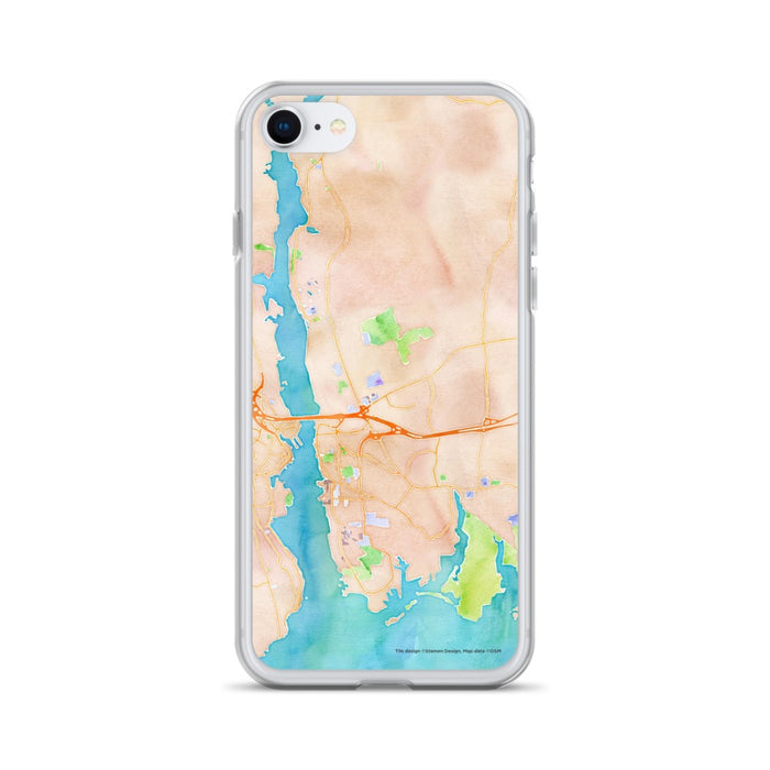 Custom iPhone SE Groton Connecticut Map Phone Case in Watercolor