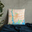 Custom Groton Connecticut Map Throw Pillow in Watercolor on Bedding Against Wall
