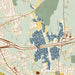 Groton Connecticut Map Print in Woodblock Style Zoomed In Close Up Showing Details