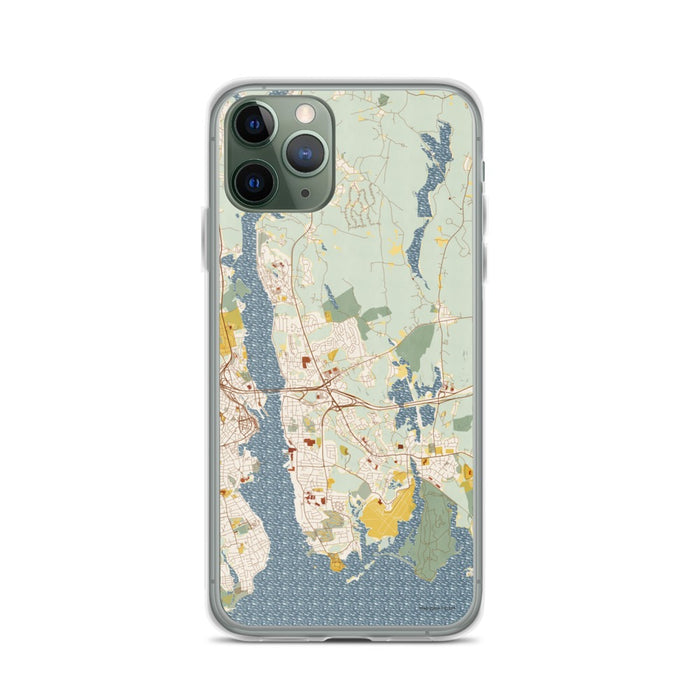 Custom iPhone 11 Pro Groton Connecticut Map Phone Case in Woodblock