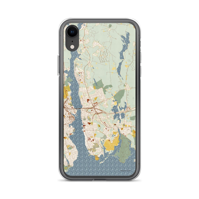 Custom iPhone XR Groton Connecticut Map Phone Case in Woodblock