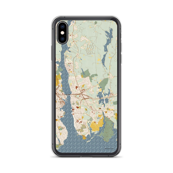 Custom iPhone XS Max Groton Connecticut Map Phone Case in Woodblock