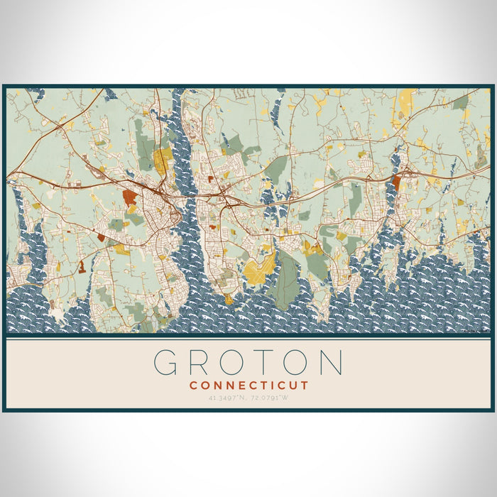 Groton Map Groton - Connecticut Map Print in Woodblock — JACE Maps