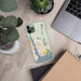 Custom Groton Connecticut Map Phone Case in Woodblock on Table with Laptop and Plant