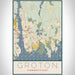 Groton Connecticut Map Print Portrait Orientation in Woodblock Style With Shaded Background
