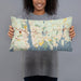 Person holding 20x12 Custom Groton Connecticut Map Throw Pillow in Woodblock