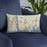 Custom Groton Connecticut Map Throw Pillow in Woodblock on Blue Colored Chair