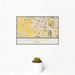 12x18 Grove City Ohio Map Print Landscape Orientation in Woodblock Style With Small Cactus Plant in White Planter
