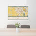24x36 Grove City Ohio Map Print Lanscape Orientation in Woodblock Style Behind 2 Chairs Table and Potted Plant