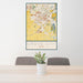24x36 Grove City Ohio Map Print Portrait Orientation in Woodblock Style Behind 2 Chairs Table and Potted Plant
