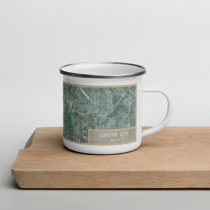 Right View Custom Grove City Ohio Map Enamel Mug in Afternoon