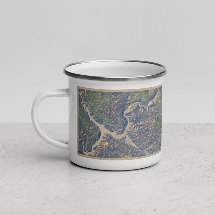 Left View Custom Groveland California Map Enamel Mug in Afternoon