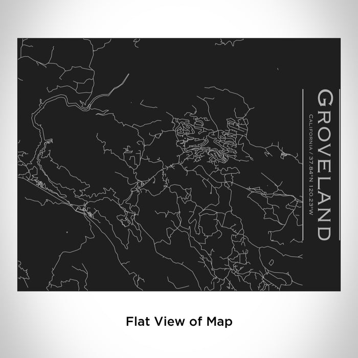 Rendered View of Groveland California Map Engraving on 20oz Stainless Steel Insulated Bottle with Bamboo Top in Black