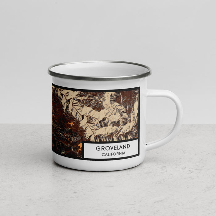 Right View Custom Groveland California Map Enamel Mug in Ember