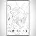Gruene Texas Map Print Portrait Orientation in Classic Style With Shaded Background