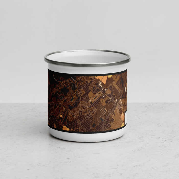 Front View Custom Gruene Texas Map Enamel Mug in Ember