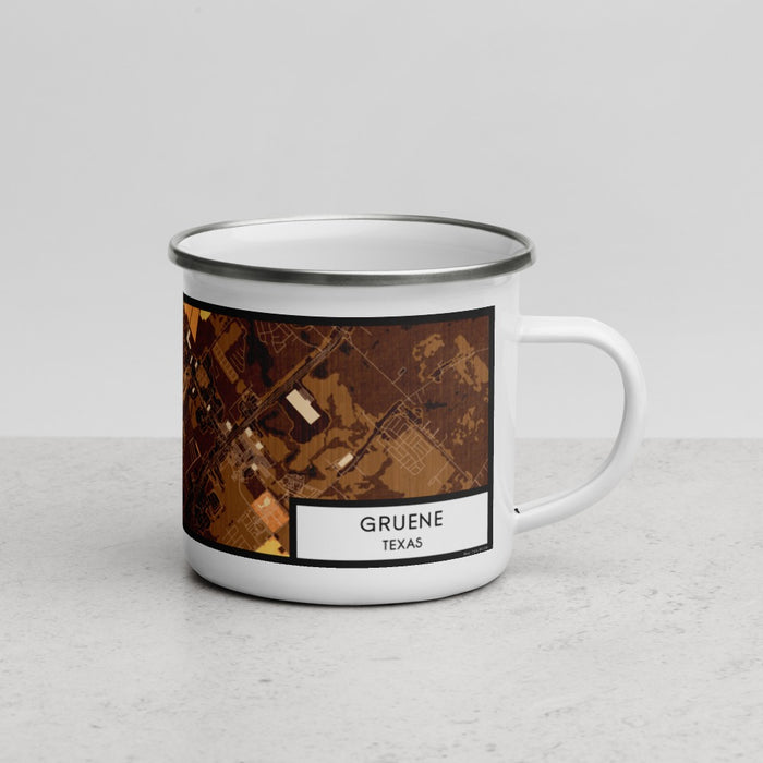 Right View Custom Gruene Texas Map Enamel Mug in Ember