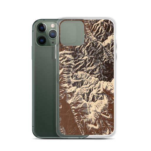 Custom Guadalupe Mountains National Park Map Phone Case in Ember on Table with Laptop and Plant