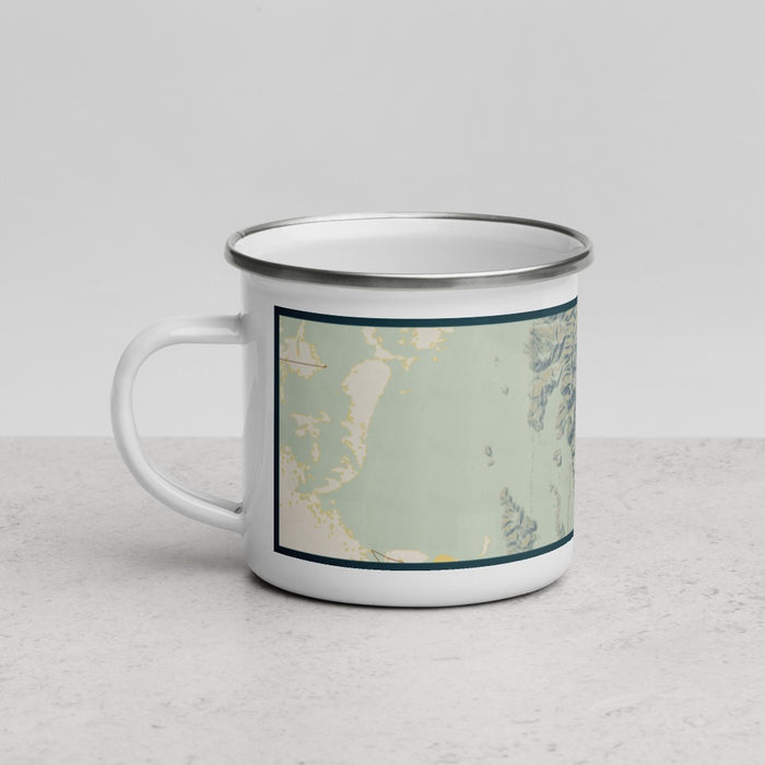Left View Custom Guadalupe Mountains National Park Map Enamel Mug in Woodblock