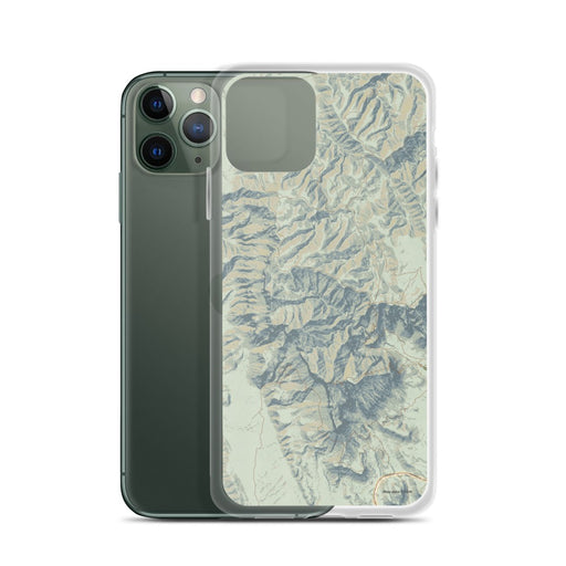 Custom Guadalupe Mountains National Park Map Phone Case in Woodblock on Table with Laptop and Plant