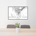24x36 Guadalupe Peak Texas Map Print Lanscape Orientation in Classic Style Behind 2 Chairs Table and Potted Plant