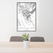 24x36 Guadalupe Peak Texas Map Print Portrait Orientation in Classic Style Behind 2 Chairs Table and Potted Plant