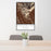 24x36 Guadalupe Peak Texas Map Print Portrait Orientation in Ember Style Behind 2 Chairs Table and Potted Plant