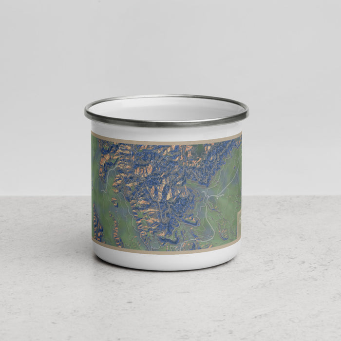 Front View Custom Guadalupe Peak Texas Map Enamel Mug in Afternoon