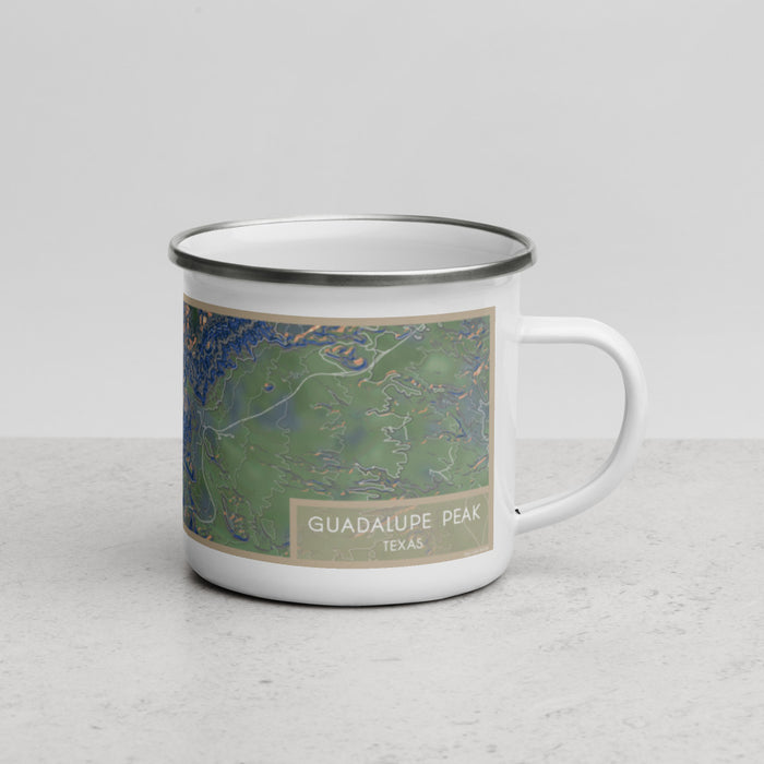 Right View Custom Guadalupe Peak Texas Map Enamel Mug in Afternoon