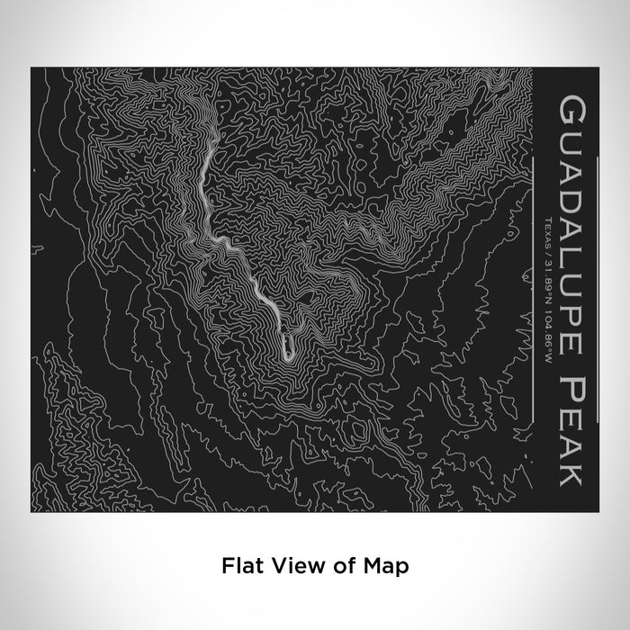 Rendered View of Guadalupe Peak Texas Map Engraving on 20oz Stainless Steel Insulated Bottle with Bamboo Top in Black