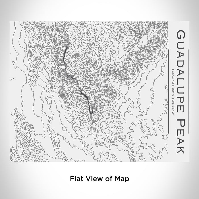 Rendered View of Guadalupe Peak Texas Map Engraving on 20oz Stainless Steel Insulated Bottle with Bamboo Top in White