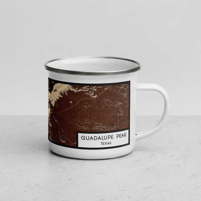 Right View Custom Guadalupe Peak Texas Map Enamel Mug in Ember