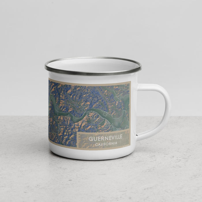 Right View Custom Guerneville California Map Enamel Mug in Afternoon