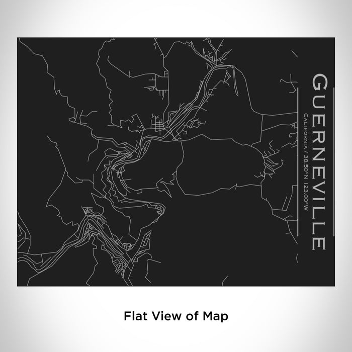 Rendered View of Guerneville California Map Engraving on 20oz Stainless Steel Insulated Bottle with Bamboo Top in Black