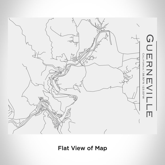 Rendered View of Guerneville California Map Engraving on 20oz Stainless Steel Insulated Bottle with Bamboo Top in White