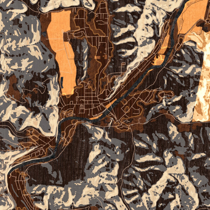 Guerneville California Map Print in Ember Style Zoomed In Close Up Showing Details
