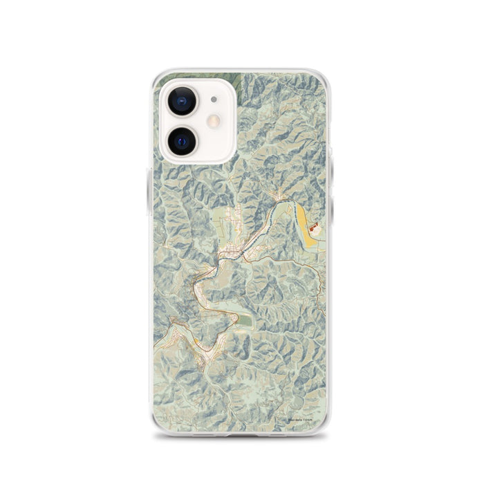Custom Guerneville California Map iPhone 12 Phone Case in Woodblock