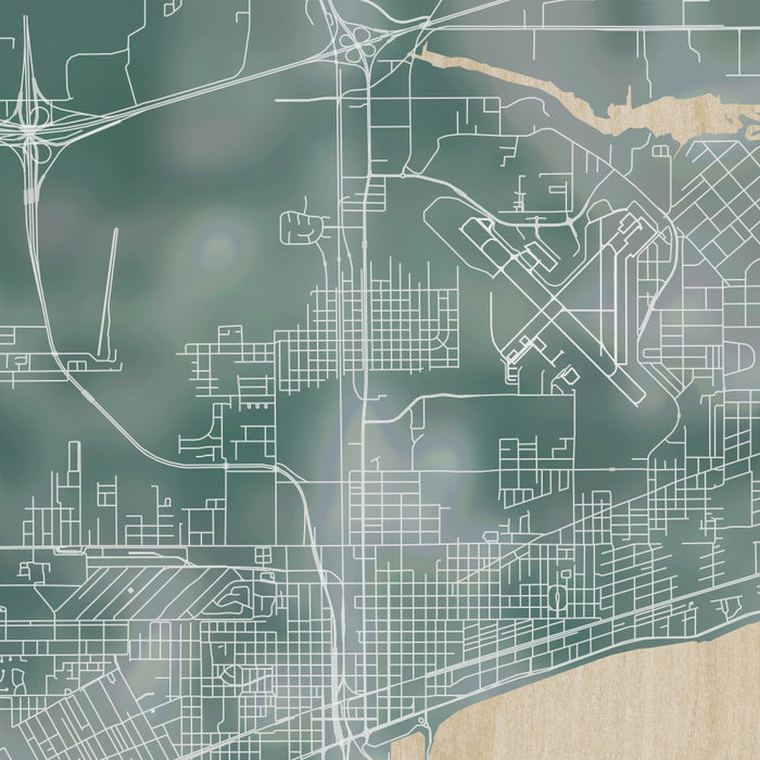 Gulfport Mississippi Map Print in Afternoon Style Zoomed In Close Up Showing Details