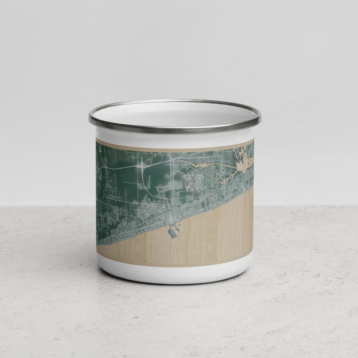 Front View Custom Gulfport Mississippi Map Enamel Mug in Afternoon