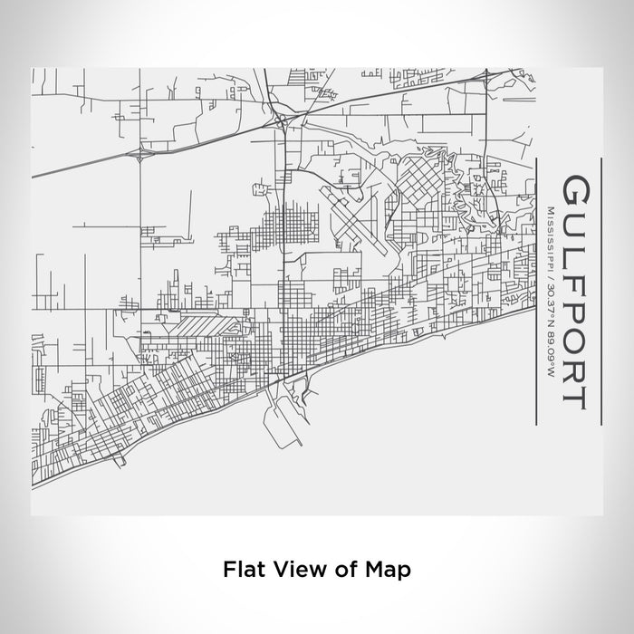 Rendered View of Gulfport Mississippi Map Engraving on 20oz Stainless Steel Insulated Bottle with Bamboo Top in White