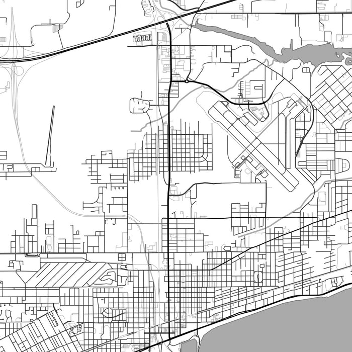 Gulfport Mississippi Map Print in Classic Style Zoomed In Close Up Showing Details