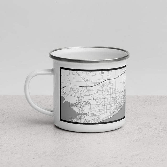 Left View Custom Gulfport Mississippi Map Enamel Mug in Classic