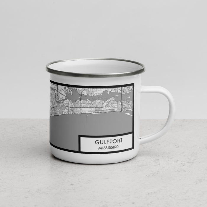 Right View Custom Gulfport Mississippi Map Enamel Mug in Classic