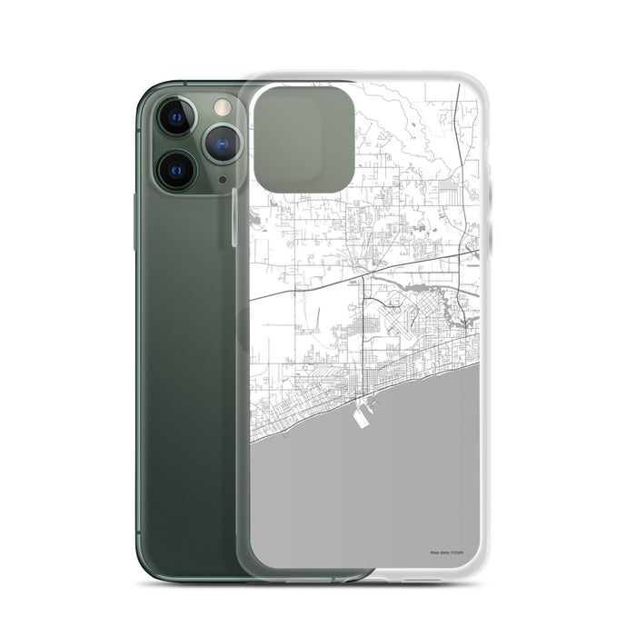 Custom Gulfport Mississippi Map Phone Case in Classic on Table with Laptop and Plant