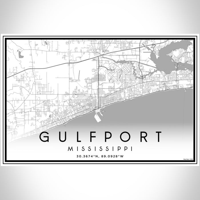 Gulfport Mississippi Map Print Landscape Orientation in Classic Style With Shaded Background