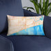 Custom Gulfport Mississippi Map Throw Pillow in Watercolor on Blue Colored Chair